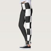Halb Schwarz-Weiß Kariert Moderne Monochrom Leggings (Links)