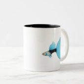 Halb schwarzer blauer extravaganter Guppy Zweifarbige Tasse (VorderseiteRechts)
