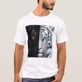 Halb schwarzes, halb weißes Feuertiger-Gesicht Dig T-Shirt (Vorderseite)