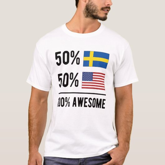 Halb schwedische Halb-Amerikanische Flagge Schwede T-Shirt (Vorderseite)