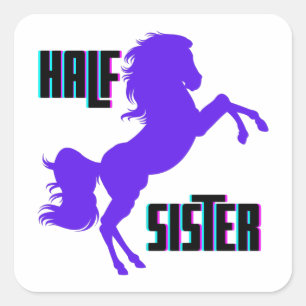 Halb Schwester Lila Pony Sibling Quadratischer Aufkleber