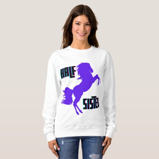 Halb Schwester Lila Pony Sibling Sweatshirt (Vorne ganz)