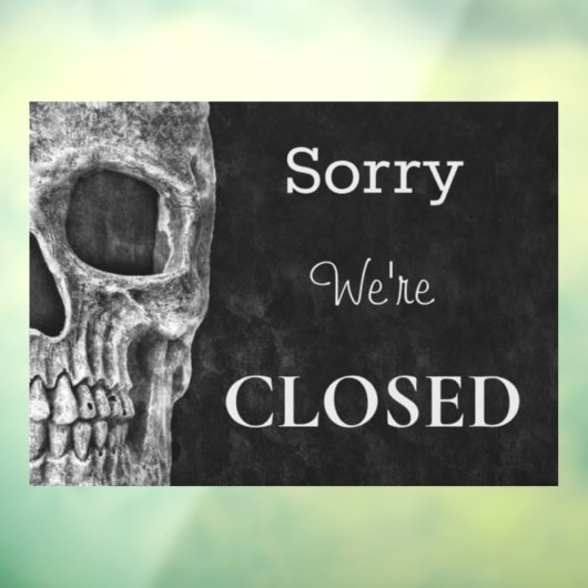 Halb Skull Gothic Schwarz-weiß Tattoo Shop geschlo Fensteraufkleber (Blatt 3)