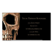 Halb Skull Gothic Tan Brown Black Tattoo Shop Magnetische Visitenkarte (Vorderseite)