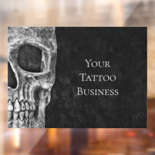 Halb Skull Kopf Gothic Black and White Tattoo Shop Fensteraufkleber