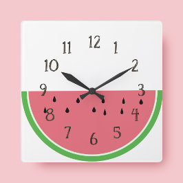 Halb Slice Pink Wassermelon Küchenmauer Uhr