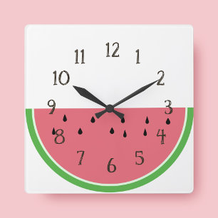 Halb Slice Pink Wassermelon Küchenmauer Uhr