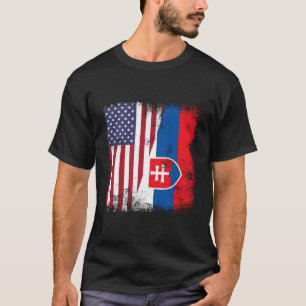 Halb slowakische slowakische Flagge - Slowakei USA T-Shirt