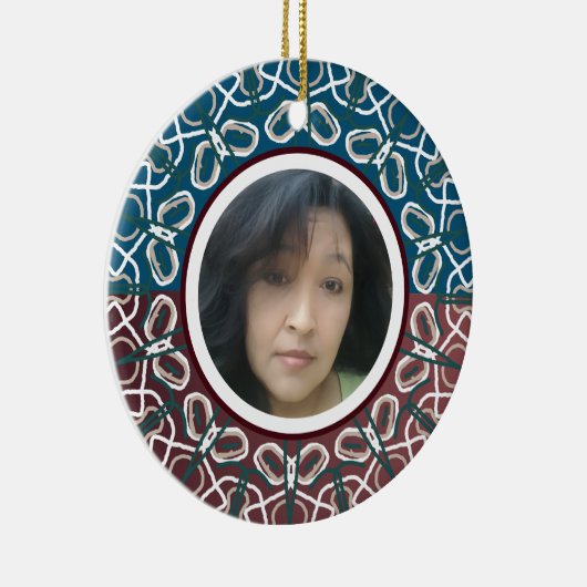 Halb Toned Trendy Blue Mauve Laced Design Wrappin Keramik Ornament (Rechts)