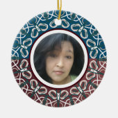 Halb Toned Trendy Blue Mauve Laced Design Wrappin Keramik Ornament (Vorne)