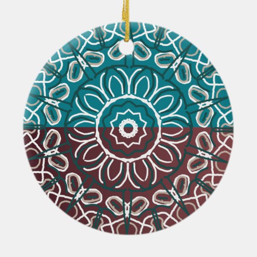 Halb Toned Trendy Blue Mauve Laced Design Wrappin Keramik Ornament (Hinten)