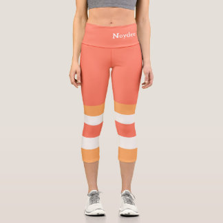 Halb und Streifen horizontale Linien Rot Orange We Capri Leggings