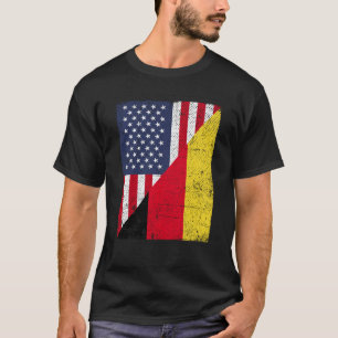 Halb USA Flagge Halbdeutsche Flagge Amerikanisches T-Shirt