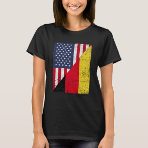 Halb USA Flagge Halbdeutsche Flagge Amerikanisches T-Shirt