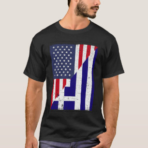 Halb USA Flagge Halbgriechisch Flagge Amerikanisch T-Shirt