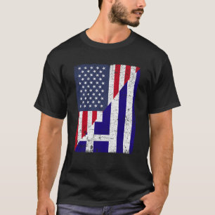 Halb USA Flagge Halbgriechisch Flagge Amerikanisch T-Shirt