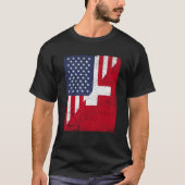 Halb USA Flagge Halbschweizer Flagge Amerikanisch T-Shirt (Vorderseite)