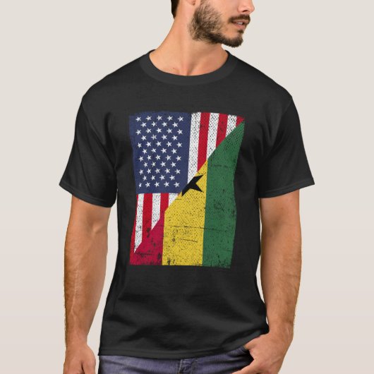 Halb-USA-Flagge Half-Ghana-Flagge Amerikanisch-Gha T-Shirt (Vorderseite)