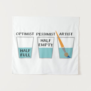 Halb volles lustiges Glasmeme Wandteppich