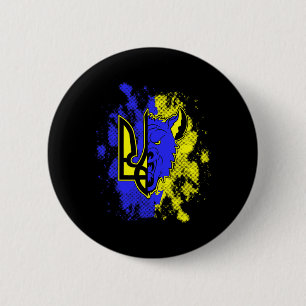 Halb Wolf halb Ukraine Tryzub Ukrainisches Symbol Button