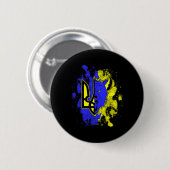 Halb Wolf halb Ukraine Tryzub Ukrainisches Symbol Button (Vorne & Hinten)