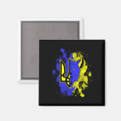 Halb Wolf halb Ukraine Tryzub Ukrainisches Symbol Magnet (Vorderseite/Rückseite)