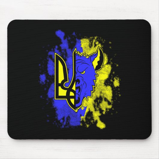 Halb Wolf halb Ukraine Tryzub Ukrainisches Symbol  Mousepad (Vorne)