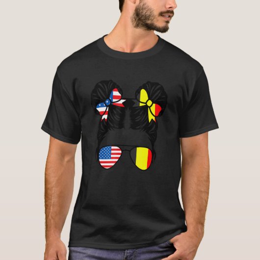 Halbamerikaner Halbbelgischer Girl USA Belgien Fla T-Shirt (Vorderseite)