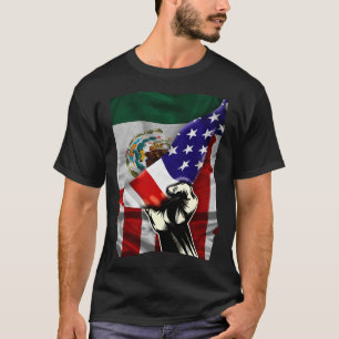 Halbamerikanische Flagge mexikanisches ROOTS USA F T-Shirt