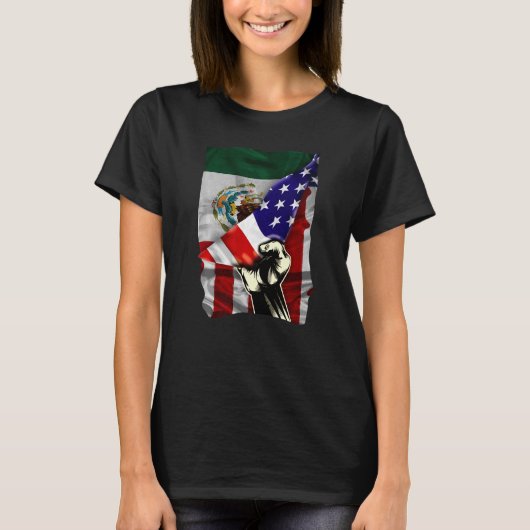 Halbamerikanische Flagge mexikanisches ROOTS USA F T-Shirt (Vorderseite)