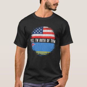 Halbamerikanische Halb-Aruban USA-Flagge Aruba Erb T-Shirt