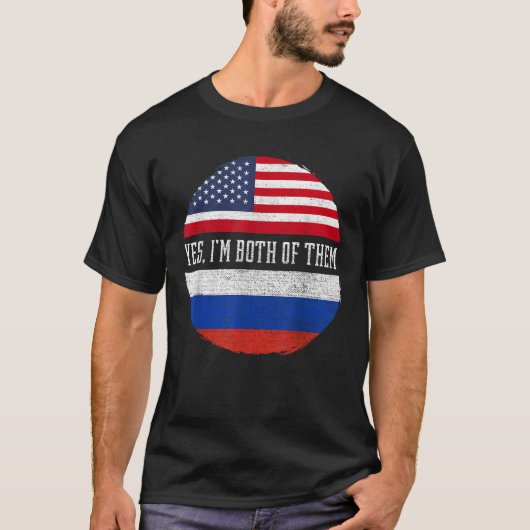 Halbamerikanische Halbe Russische USA Flagge Russl T-Shirt (Vorderseite)
