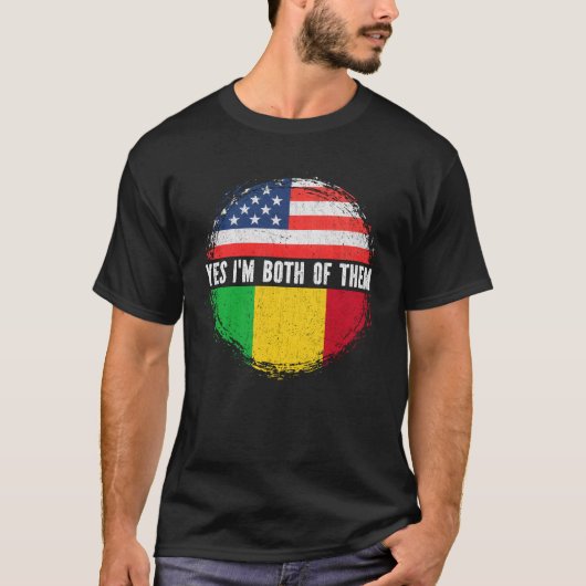 Halbamerikanische Halbmalamerikanische Flagge Mali T-Shirt (Vorderseite)