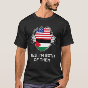 Halbamerikanische Halbwertsflagge Palästina USA Pa T-Shirt