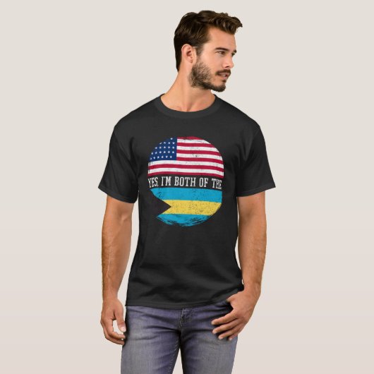 Halbamerikanische Half-Bahamian-USA-Flagge Bahamas T-Shirt (Vorne ganz)