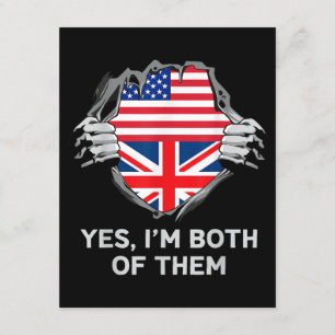 Halbamerikanische Half Britische USA Flaggen Mens  Begleitkarte