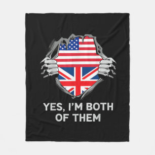 Halbamerikanische Half Britische USA Flaggen Mens Fleecedecke