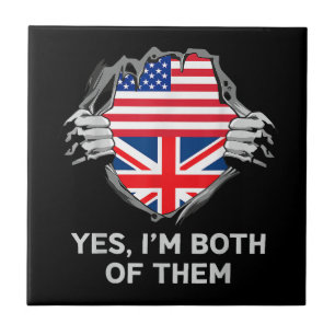Halbamerikanische Half Britische USA Flaggen Mens  Fliese