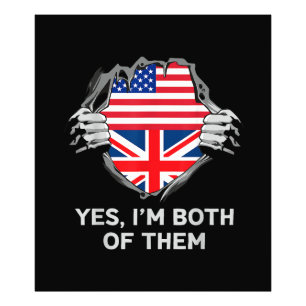 Halbamerikanische Half Britische USA Flaggen Mens Fotodruck