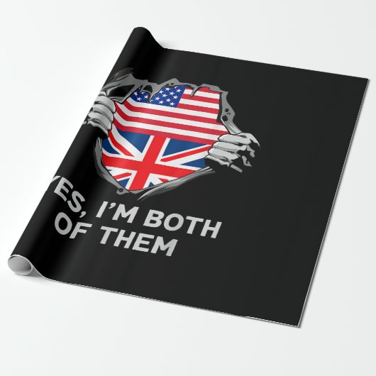 Halbamerikanische Half Britische USA Flaggen Mens Geschenkpapier (Ungerollt)