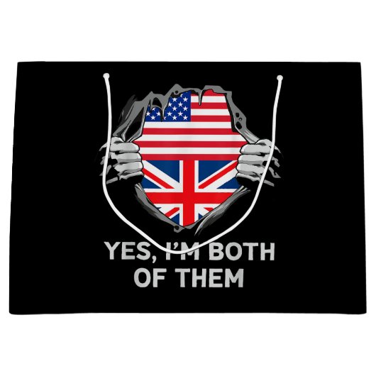 Halbamerikanische Half Britische USA Flaggen Mens Große Geschenktüte (Vorderseite)