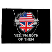 Halbamerikanische Half Britische USA Flaggen Mens Große Geschenktüte (Rückseite)