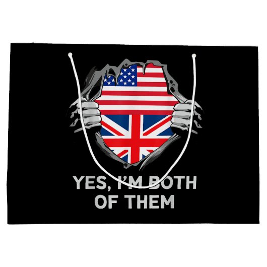 Halbamerikanische Half Britische USA Flaggen Mens Große Geschenktüte (Rückseite)