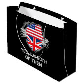 Halbamerikanische Half Britische USA Flaggen Mens Große Geschenktüte (Rückseite Schrägansicht)