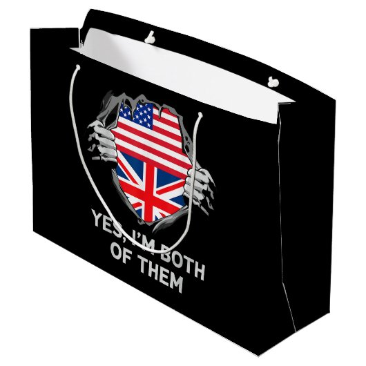 Halbamerikanische Half Britische USA Flaggen Mens Große Geschenktüte (Rückseite Schrägansicht)