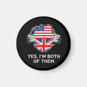 Halbamerikanische Half Britische USA Flaggen Mens  Magnet