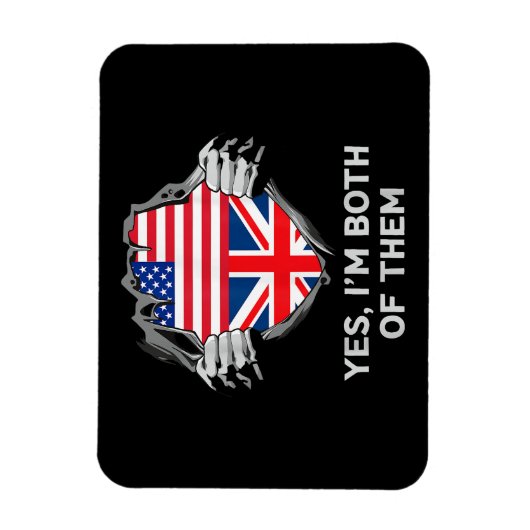Halbamerikanische Half Britische USA Flaggen Mens  Magnet (Vertikal)
