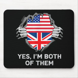 Halbamerikanische Half Britische USA Flaggen Mens  Mousepad