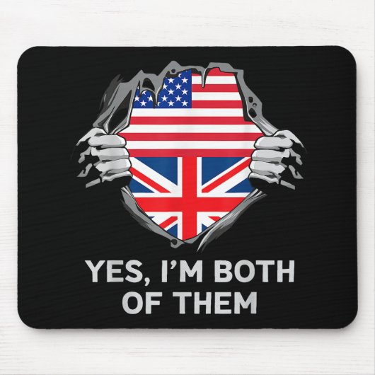 Halbamerikanische Half Britische USA Flaggen Mens Mousepad (Vorne)