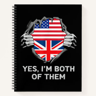 Halbamerikanische Half Britische USA Flaggen Mens Notizblock
